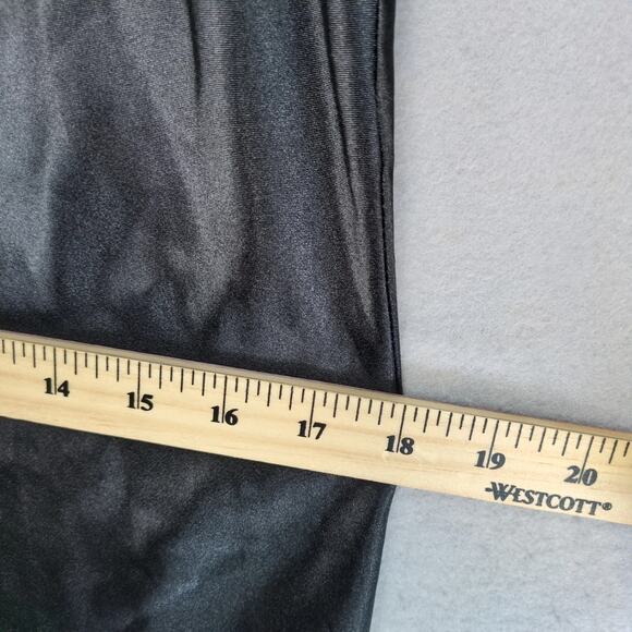 Vtg Y2K Bebe Black Satin Slip Maxi Dress Sz L Spaghetti Straps Babydoll Evening - Picture 5 of 10